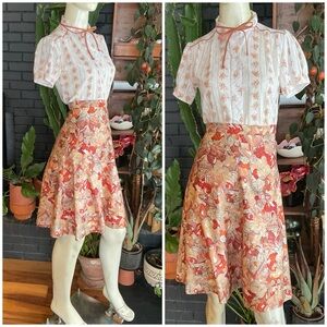 70s does 50s Hippie Flared A-Line Skirt Handmade XS